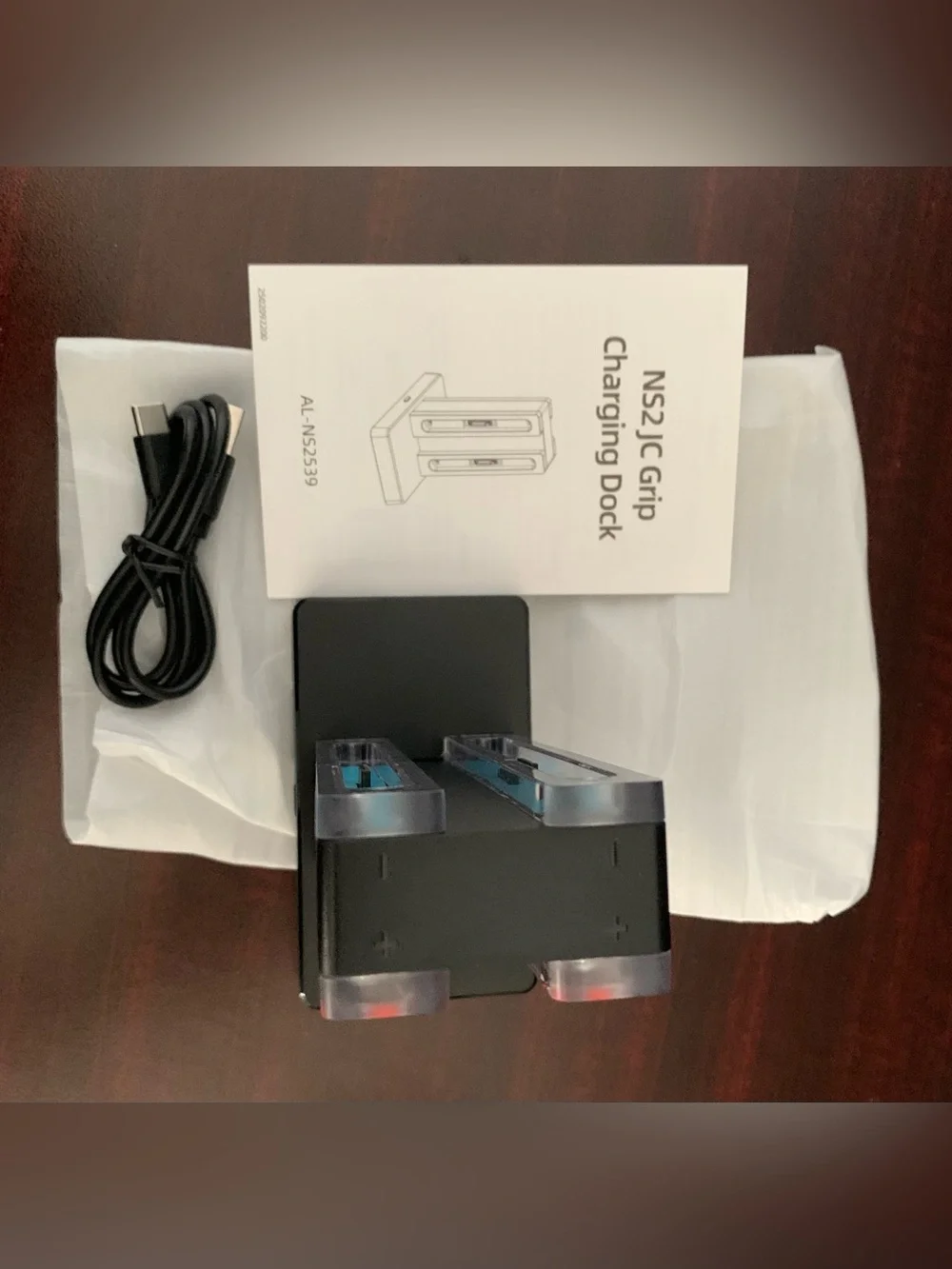 Charging Dock for Switch Joy-Con Controllers — Black with Red and Blue Accents